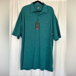 NEW Greg Norman Men's 3XLT PlayDry Polo‎ Shirt Teal Print Golf Moisture Wicking